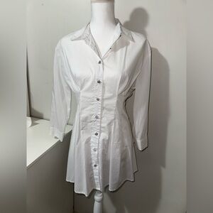 White button up dress